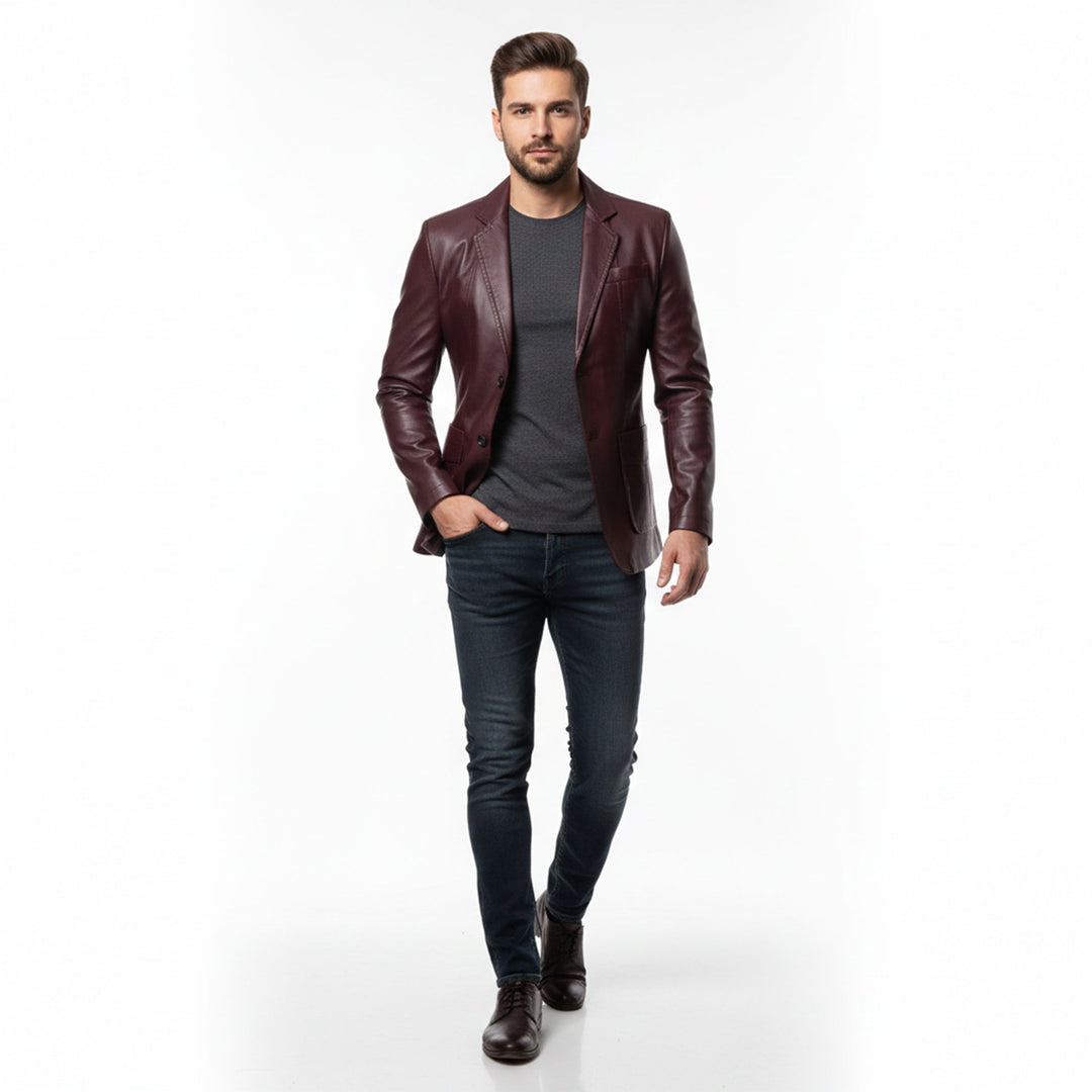 Men’s Leather Long Coat – Relaxed Modern Cut