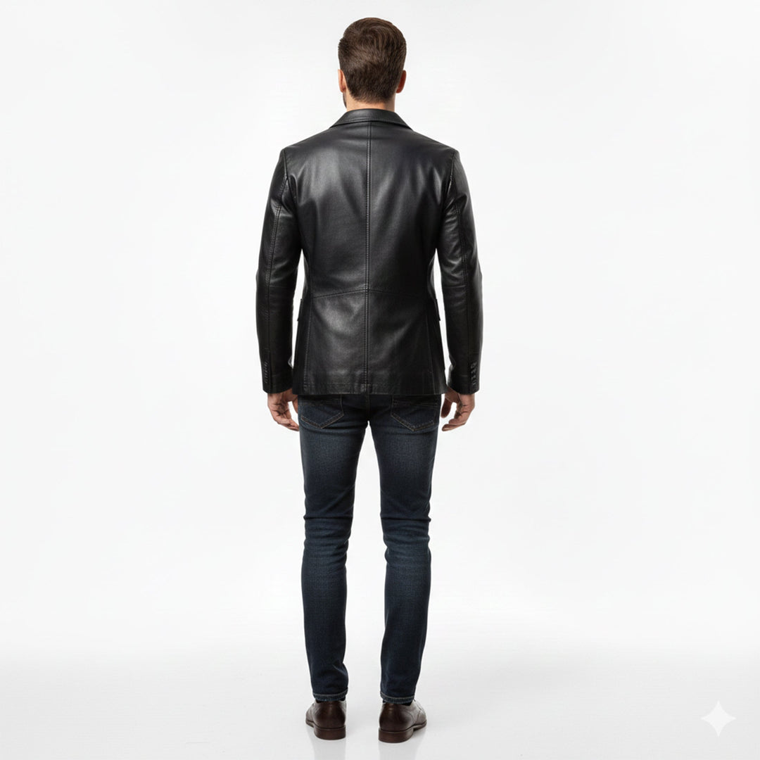 Men’s Leather Long Coat – Relaxed Modern Cut