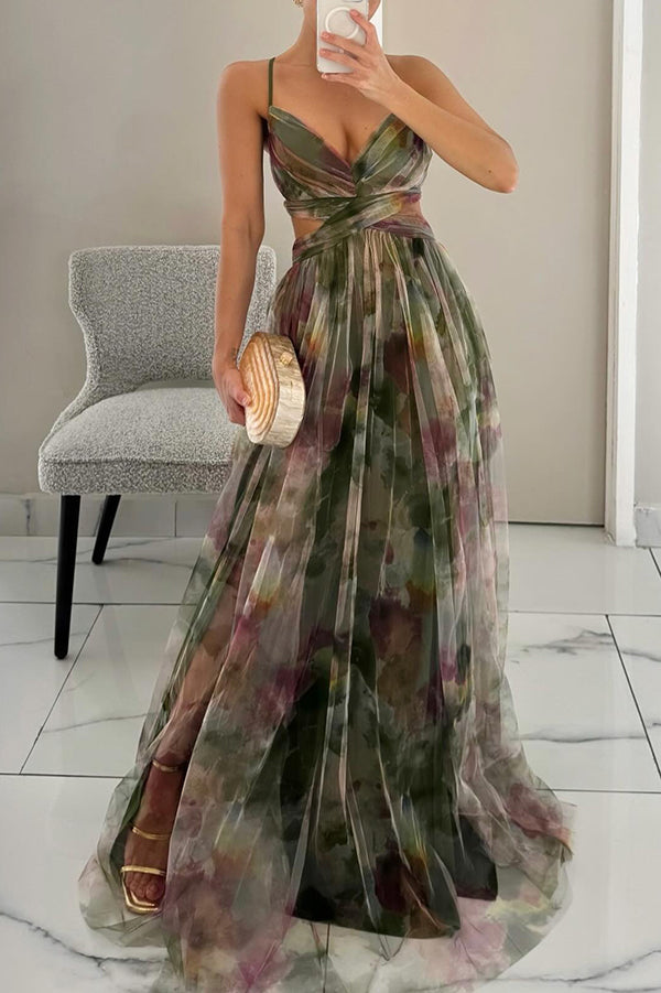 Women's Floral V-Neck Maxi Dress - Wedding Guest in Summer