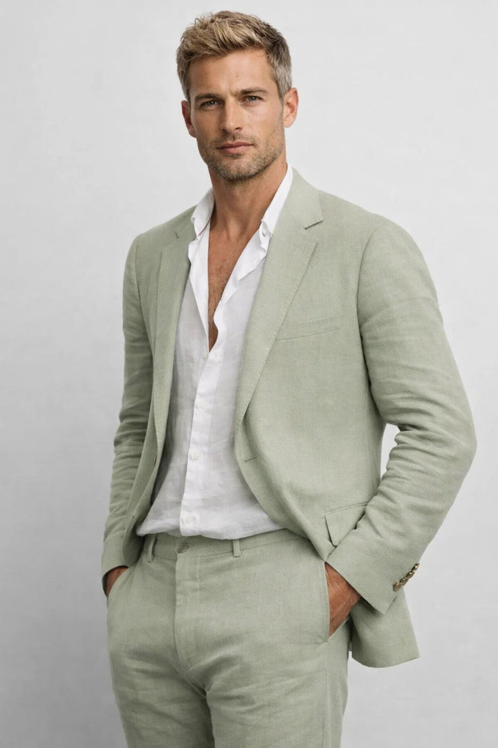Linen Suit Men - Slim Fit Wedding Guest Two Piece