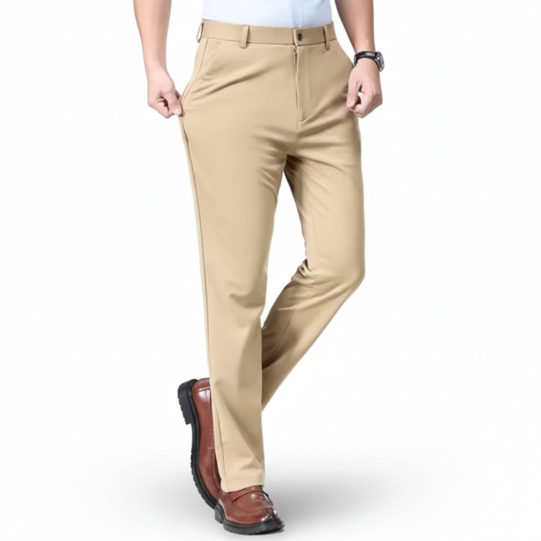 Men’s Straight-Cut Stretch Trousers – Casual Chic Aesthetic