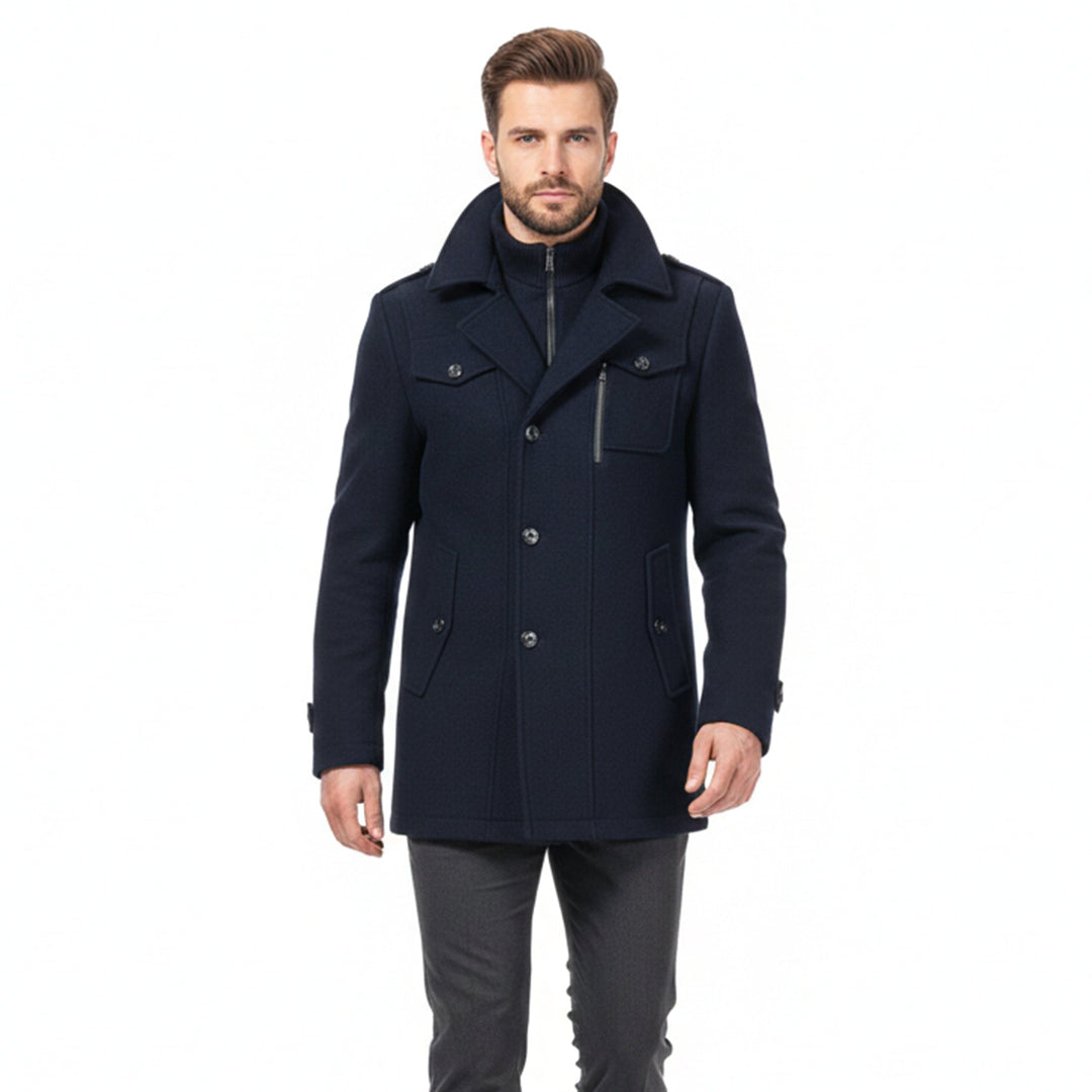 Men’s Long Wool-Blend Coat – Classic Fit