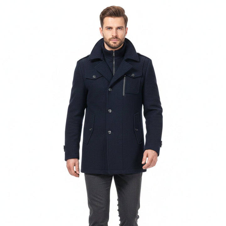 Men’s Long Wool-Blend Coat – Classic Fit