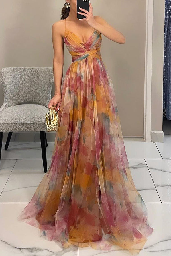 Women's Floral V-Neck Maxi Dress - Wedding Guest in Summer