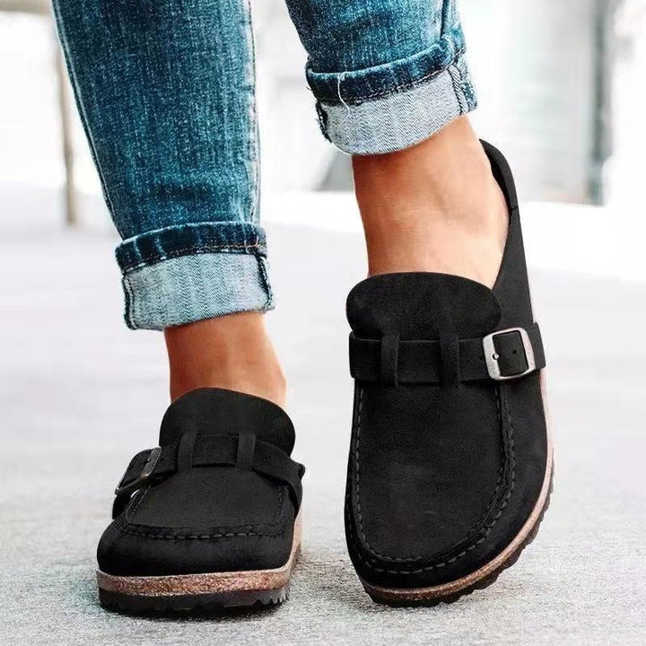 Orthopedic Clog Mule - Suede Buckle Cork Footbed