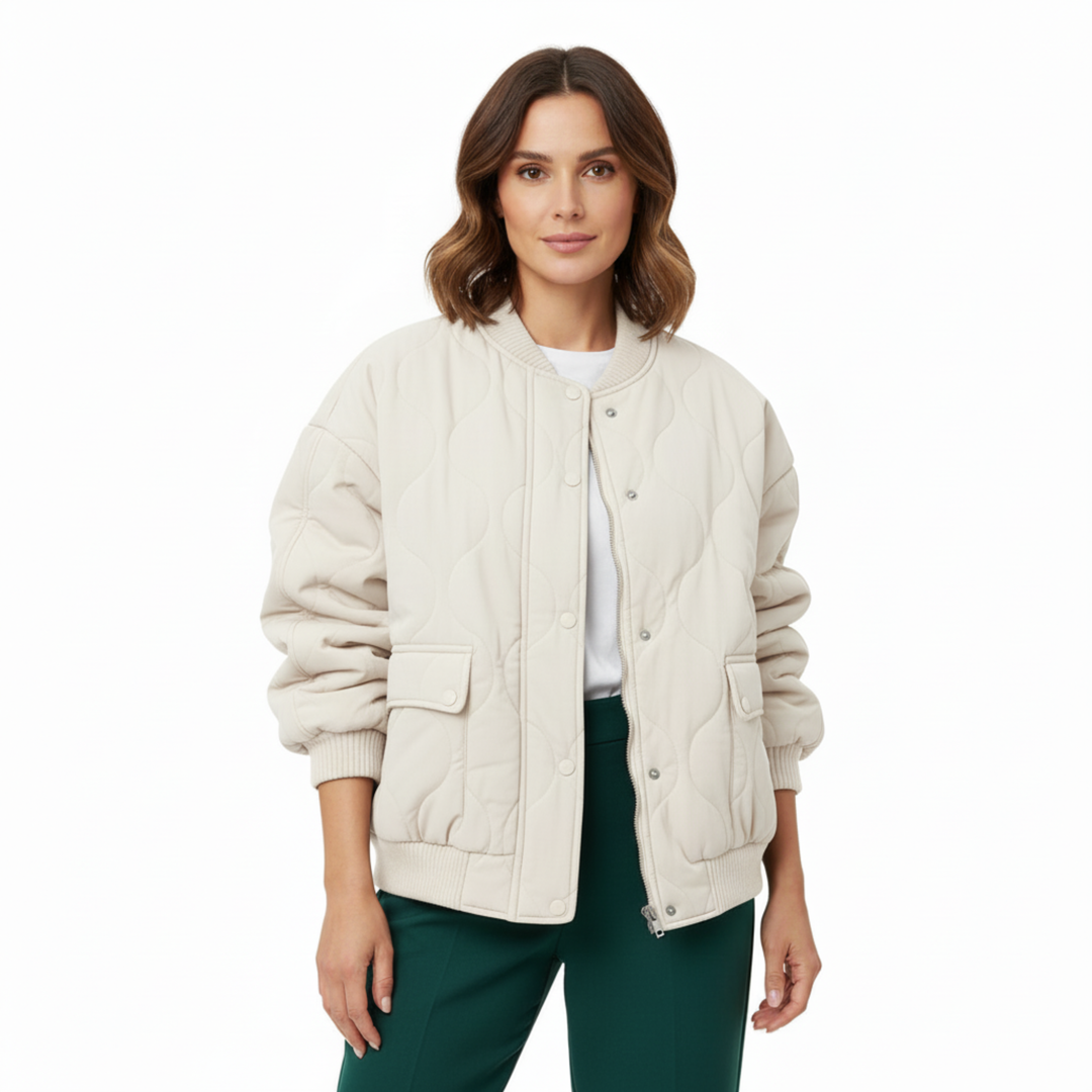 Women's Lined Quilted Bomber Jacket - Full Zip