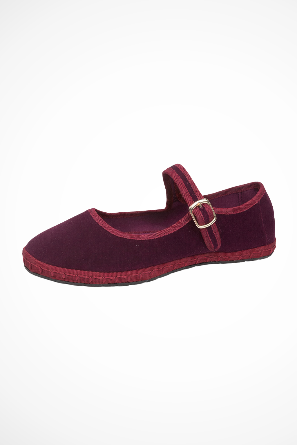Velvet Mary Jane Ballet Flats - Buckle Strap Round Toe
