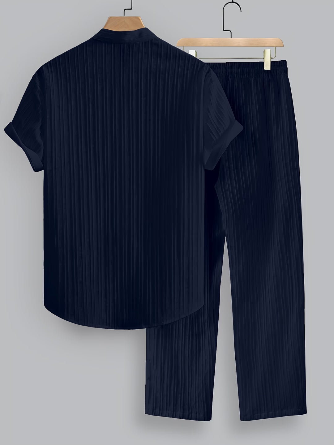 Ribbed Co-ord Set Men - Shirt Trousers Smart Casual Holiday