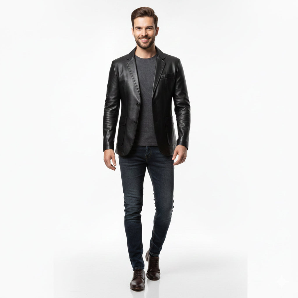 Men’s Leather Long Coat – Relaxed Modern Cut