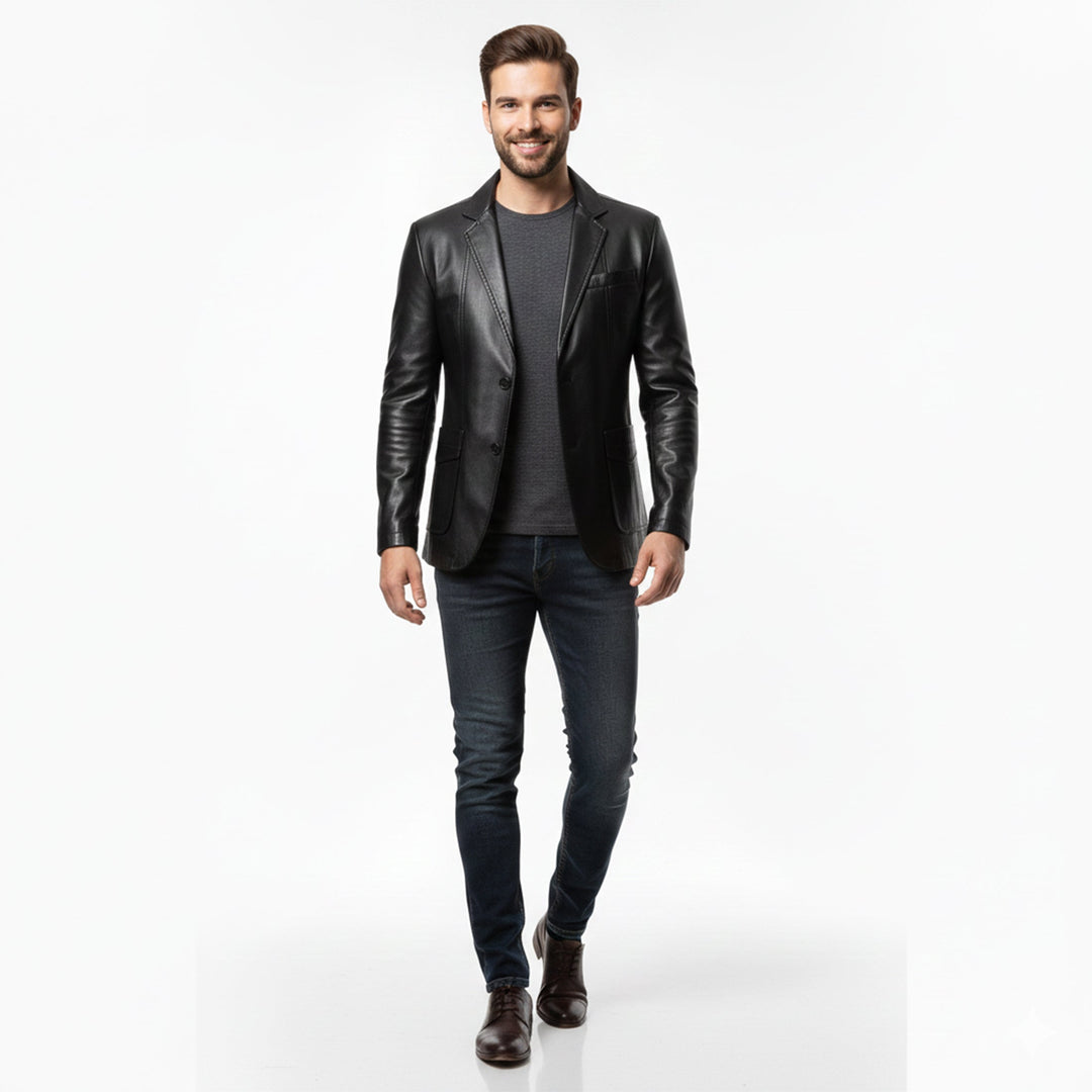 Men’s Leather Long Coat – Relaxed Modern Cut