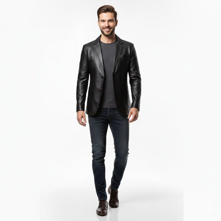 Men’s Leather Long Coat – Relaxed Modern Cut
