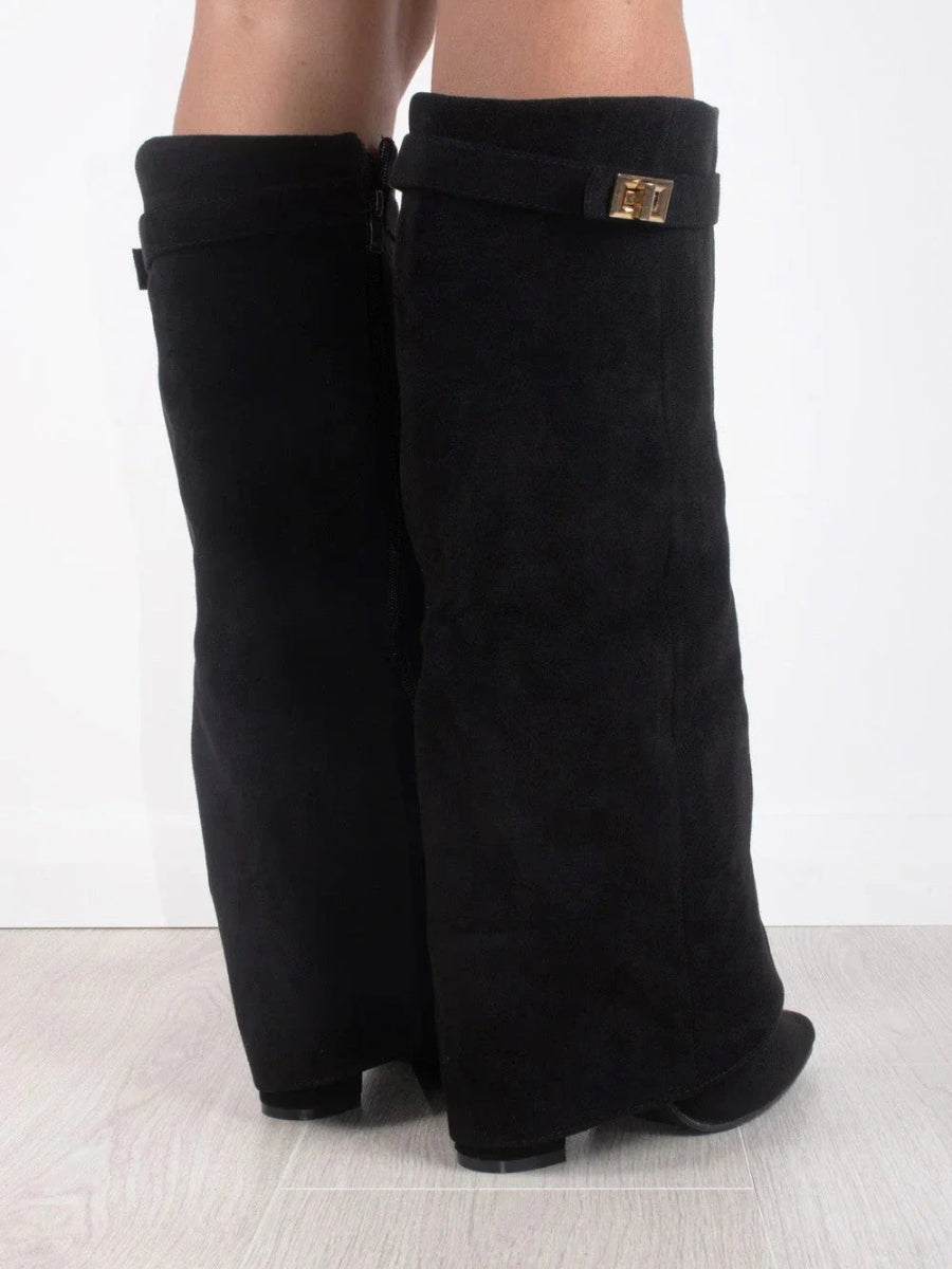 Suede Boots Women - Gold Hardware Smart Casual