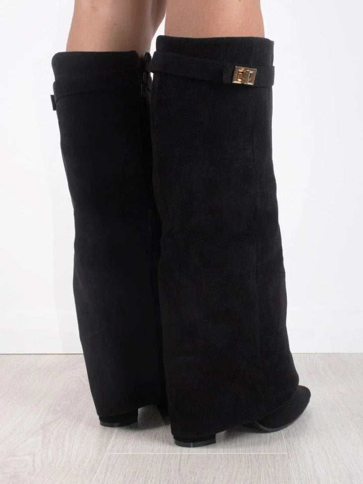 Suede Boots Women - Gold Hardware Smart Casual