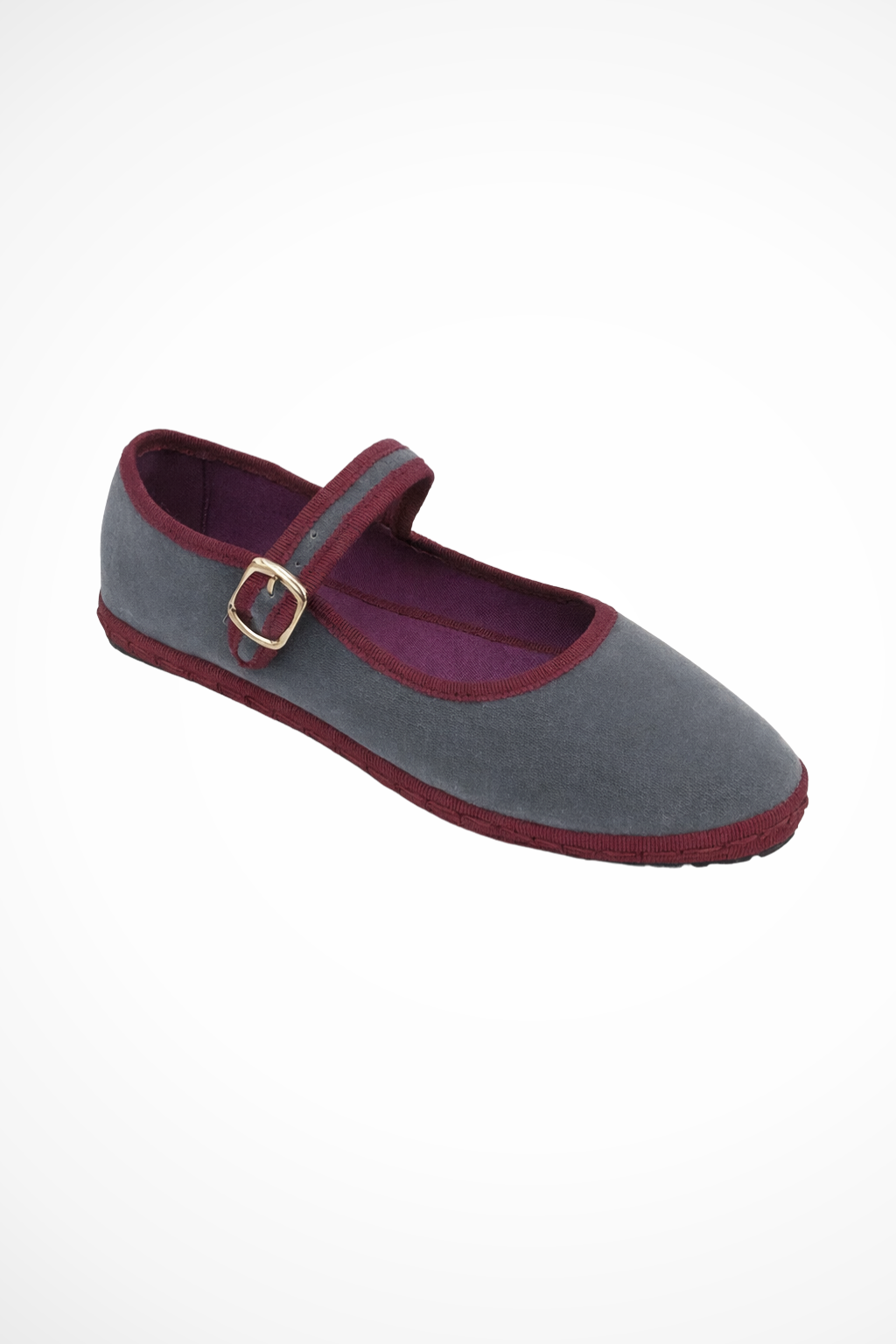 Velvet Mary Jane Ballet Flats - Buckle Strap Round Toe