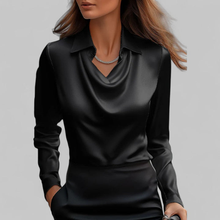 Women's Satin Blouse - Cowl Neck