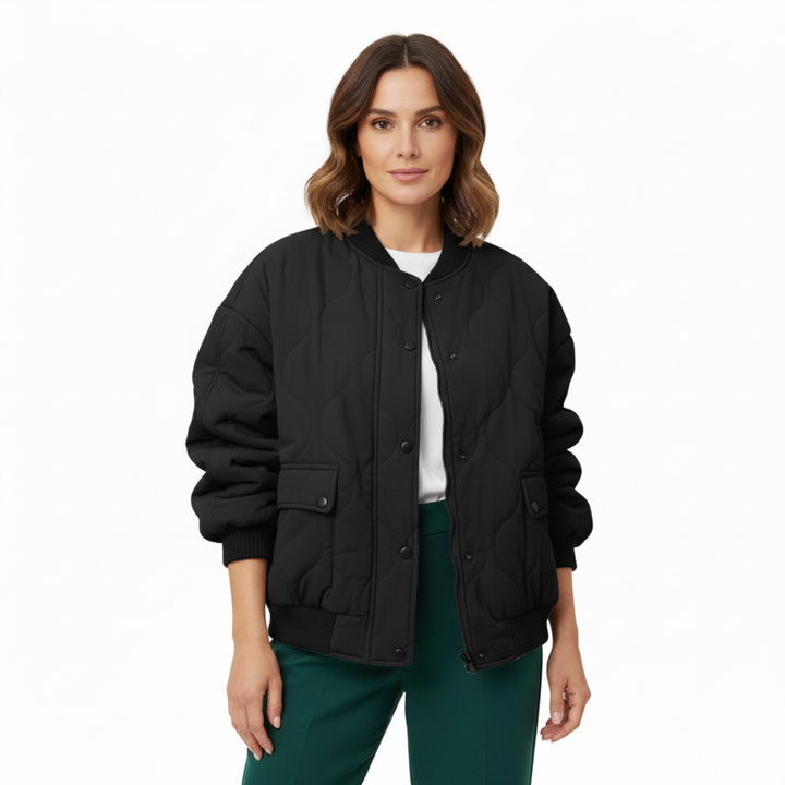 Women's Lined Quilted Bomber Jacket - Full Zip