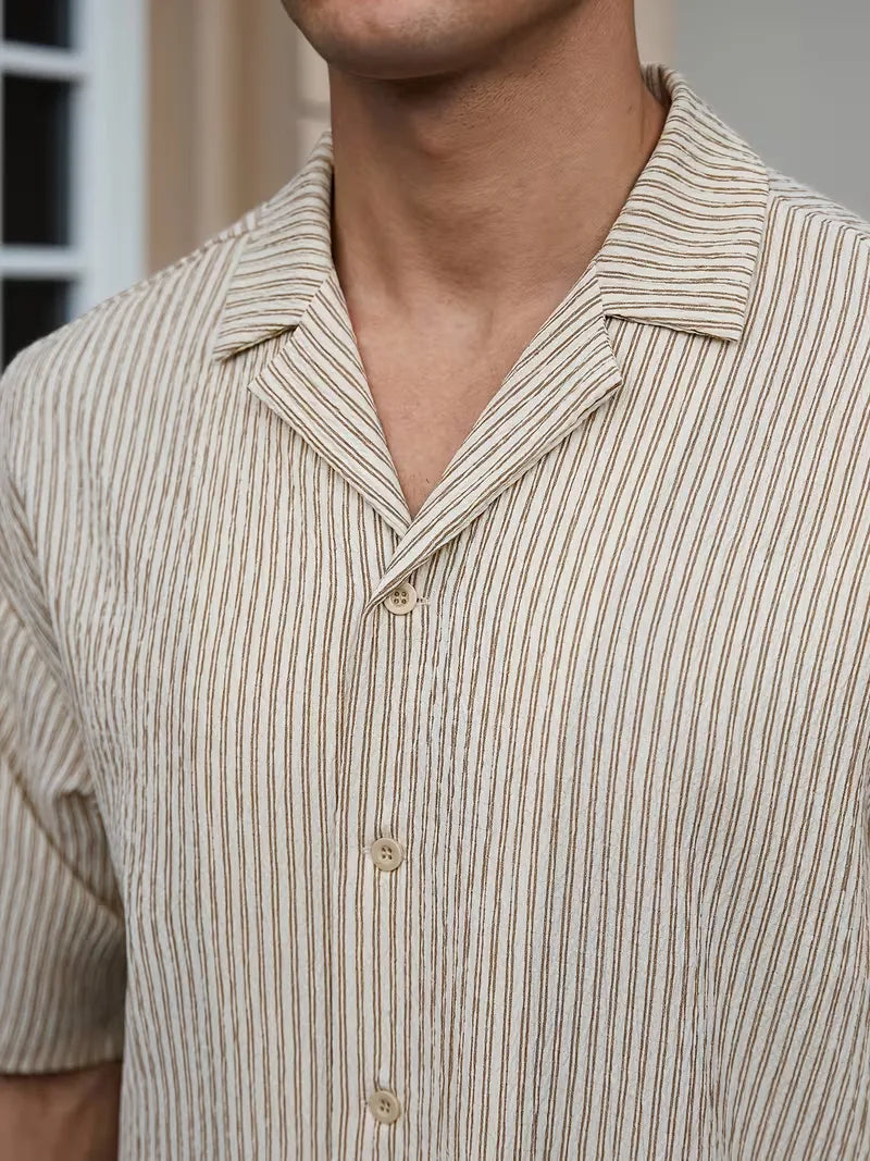 Men's Textured Shirt Trouser Co-ord Set - Two Piece Summer