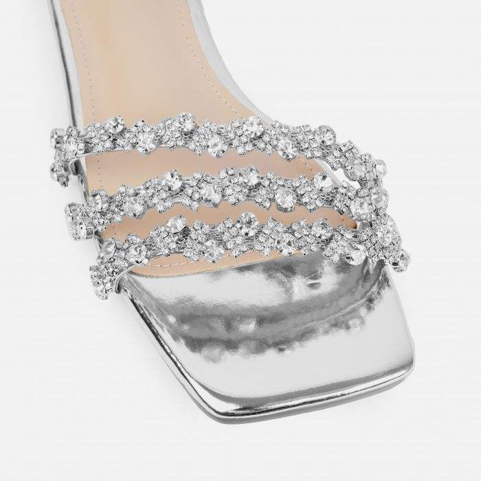 Diamante Flat Sandals Wedding Guest - Embellished Slip-On