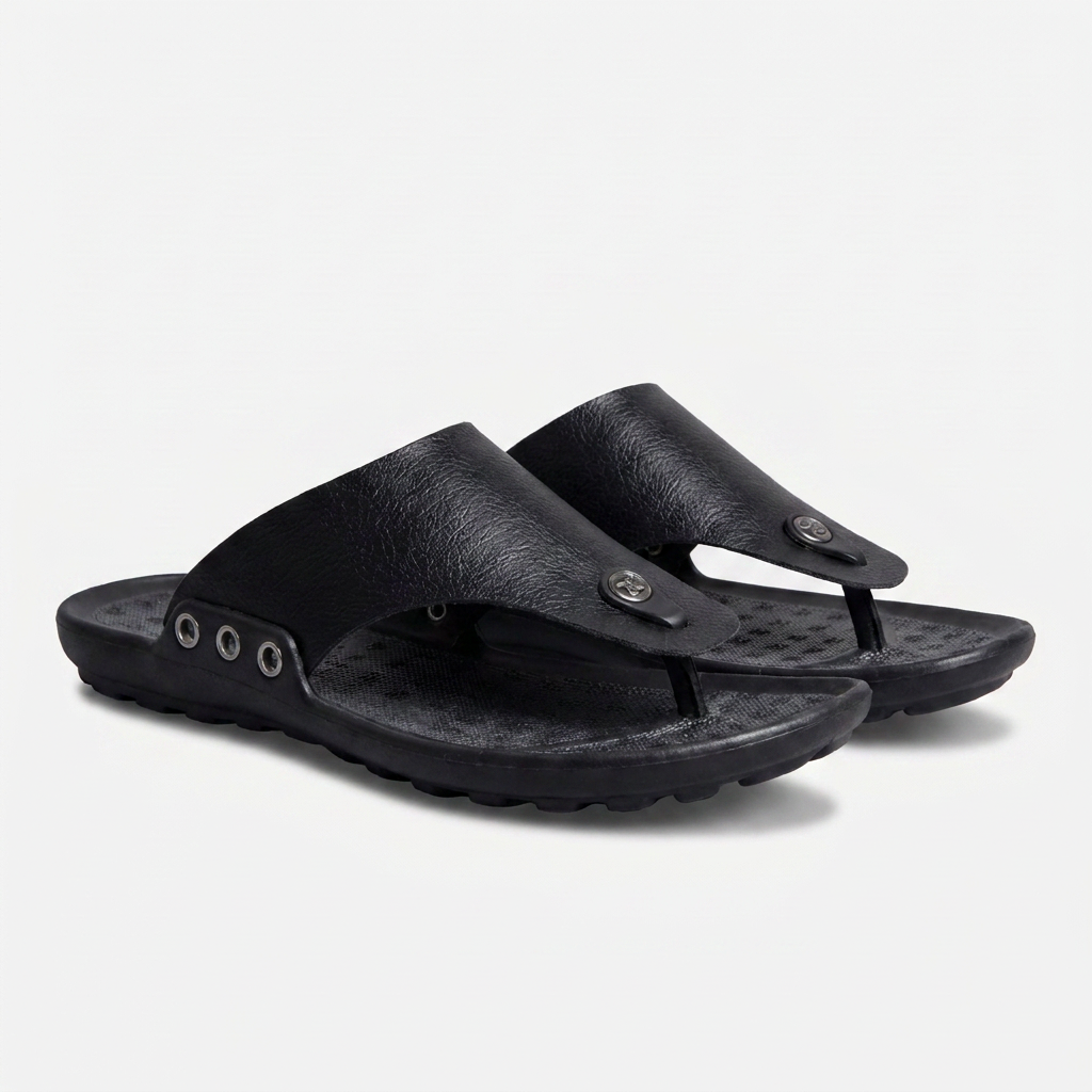 Leather Flip Flops Men - Cushioned T-Bar Thong Sandal Holiday