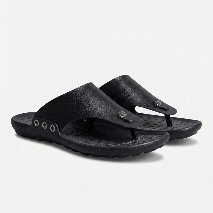 Leather Flip Flops Men - Cushioned T-Bar Thong Sandal Holiday