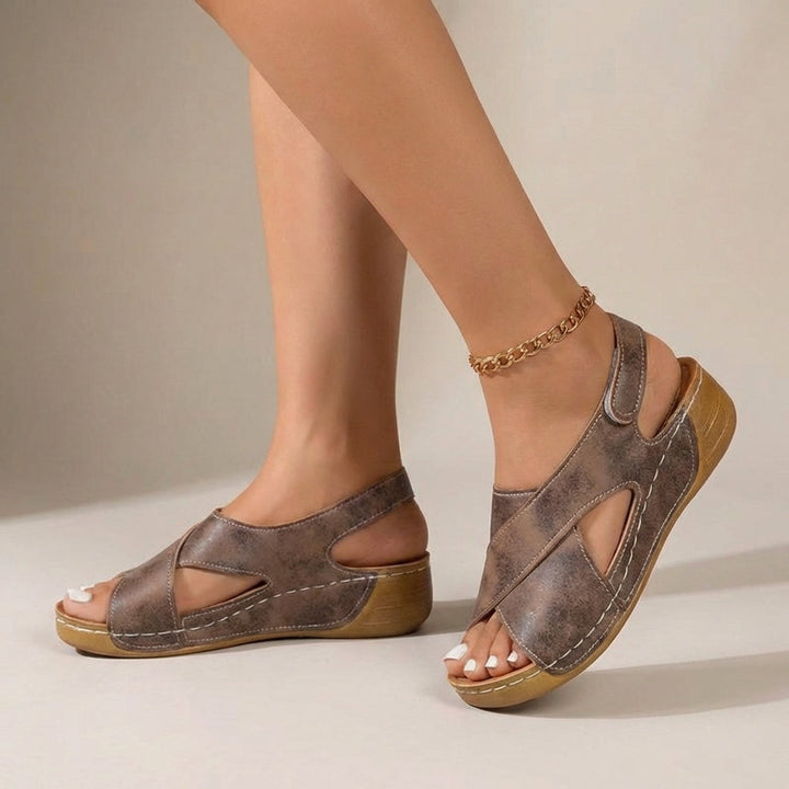Women's Orthopedic Summer Sandals – Suede Wedge Cross Strap Slingback