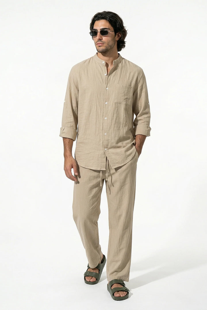 Men's Linen Shirt and Trousers Set - Summer Holiday Outfit
