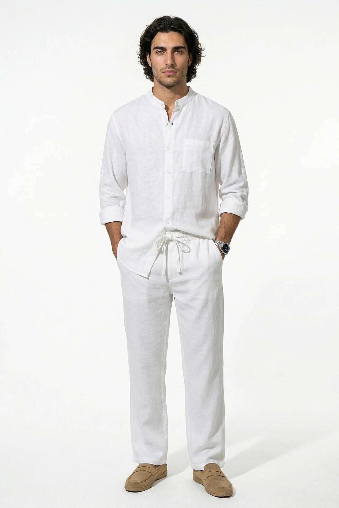 Men's Linen Shirt and Trousers Set - Summer Holiday Outfit