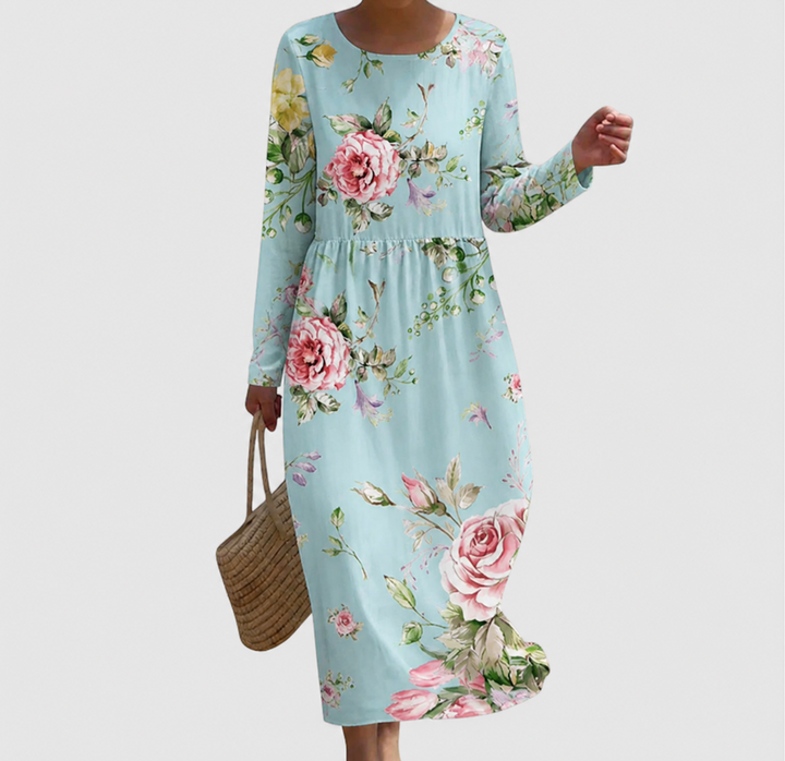 Long Sleeve Floral Maxi Dress - Wedding Guest Garden Party