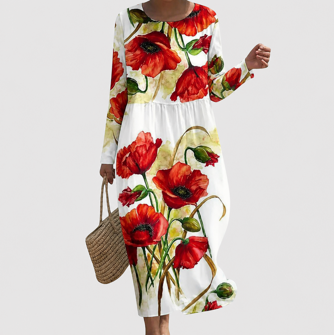 Long Sleeve Floral Maxi Dress - Wedding Guest Garden Party