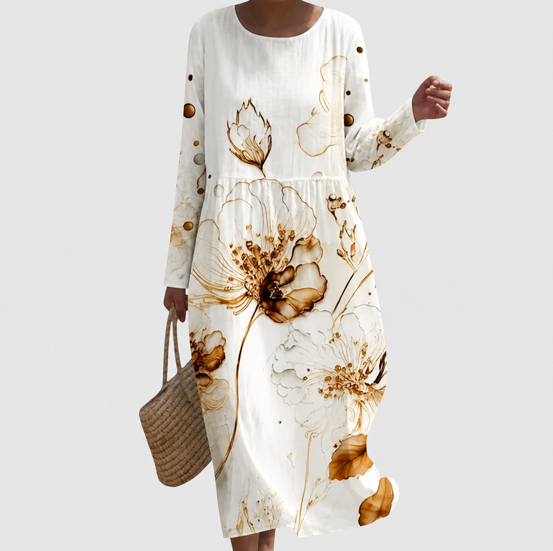 Long Sleeve Floral Maxi Dress - Wedding Guest Garden Party