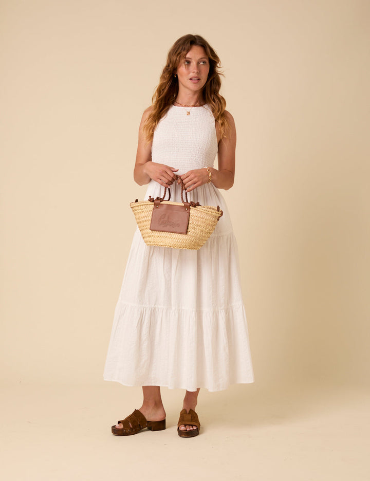 Smocked Cotton Midi Dress - Tiered A-Line Summer Party