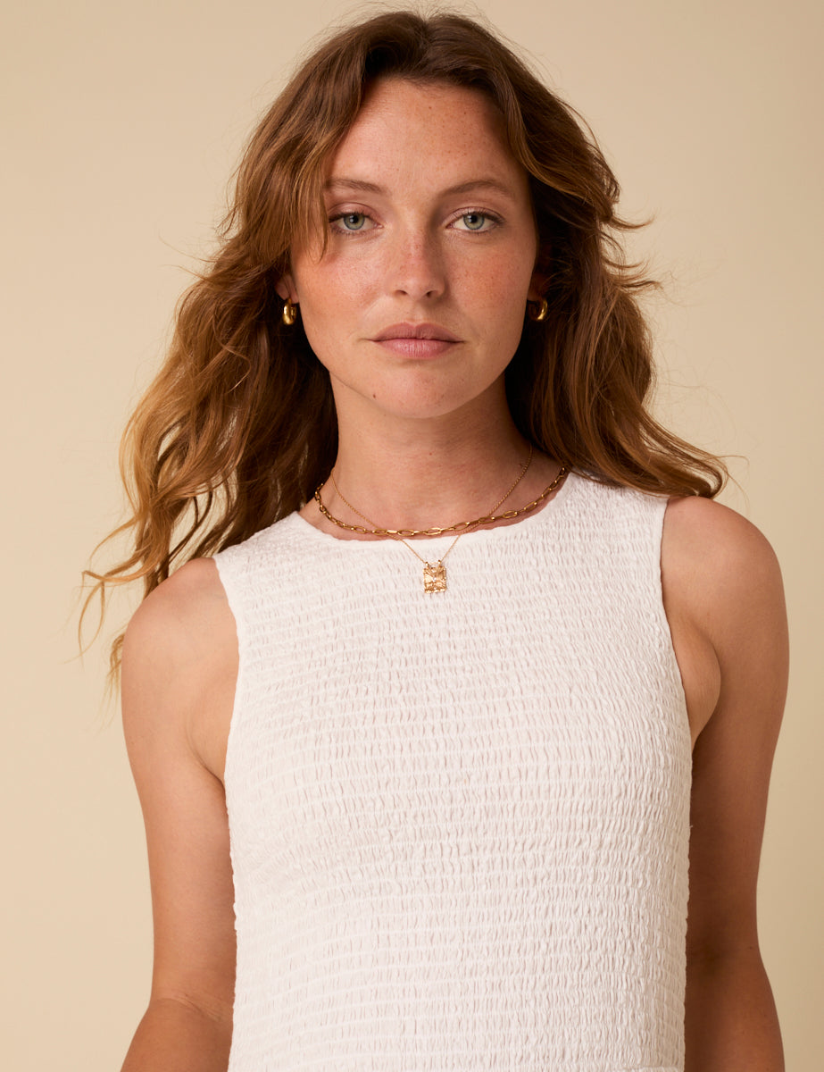 Smocked Cotton Midi Dress - Tiered A-Line Summer Party