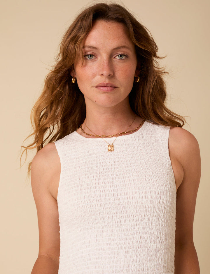 Smocked Cotton Midi Dress - Tiered A-Line Summer Party