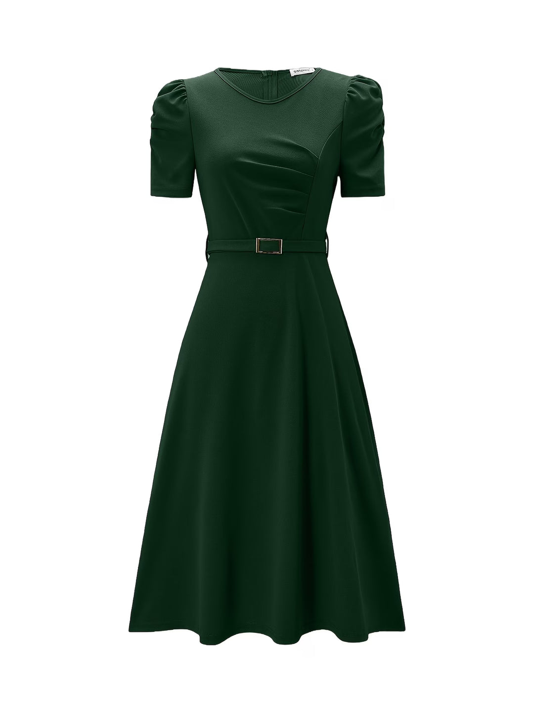 Women's Royal Midi Dress - Elegant Belted A-Line