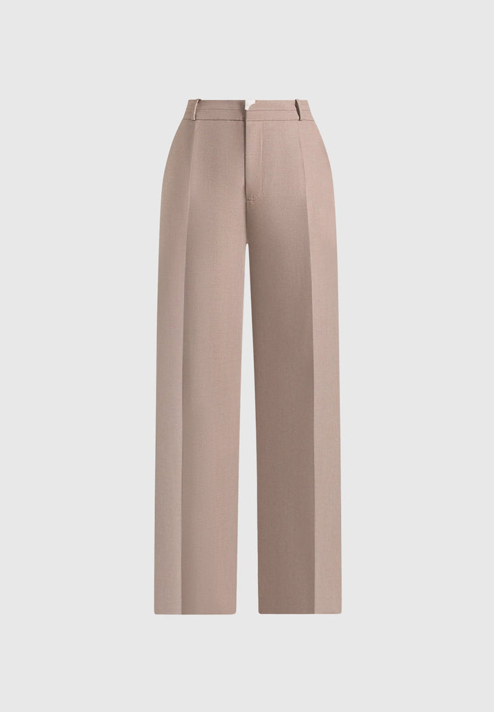 Women's Tailored Pants - Taupe Pleated Front