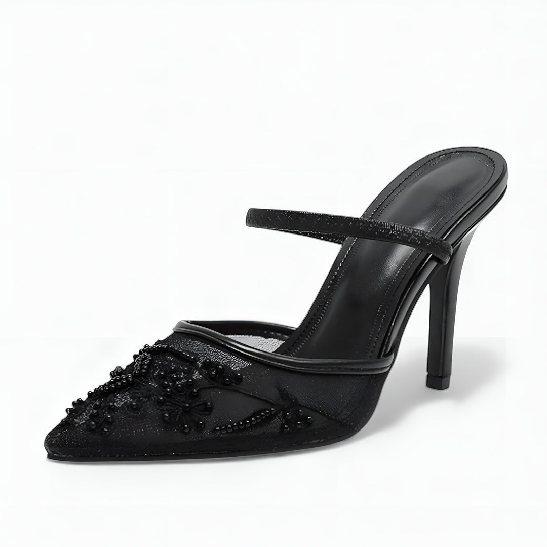 Floral Mesh Slingback Heels Wedding Guest - Pointed Toe