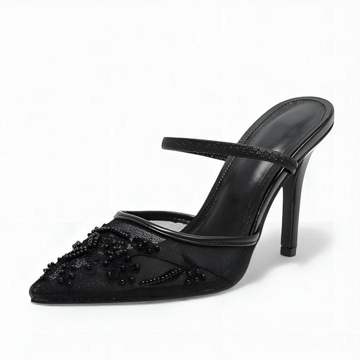 Floral Mesh Slingback Heels Wedding Guest - Pointed Toe