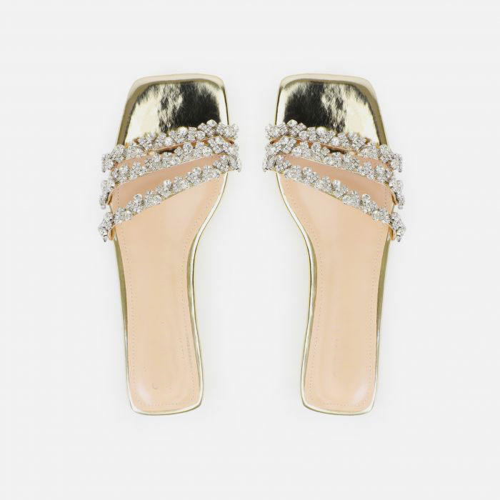 Diamante Flat Sandals Wedding Guest - Embellished Slip-On
