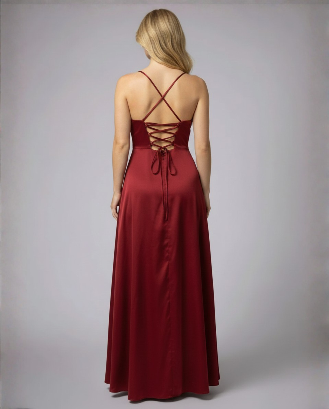 Satin Cowl Neck Maxi Dress - Split Formal Evening