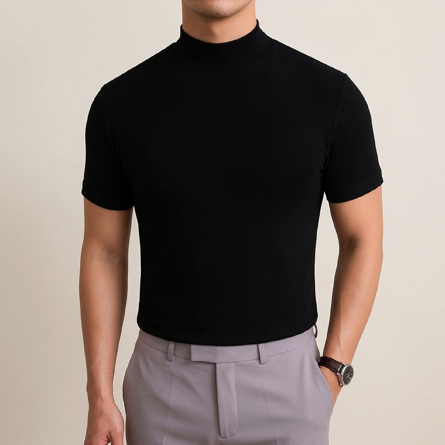 Men’s Turtleneck Shirt – Breathable Short Sleeve