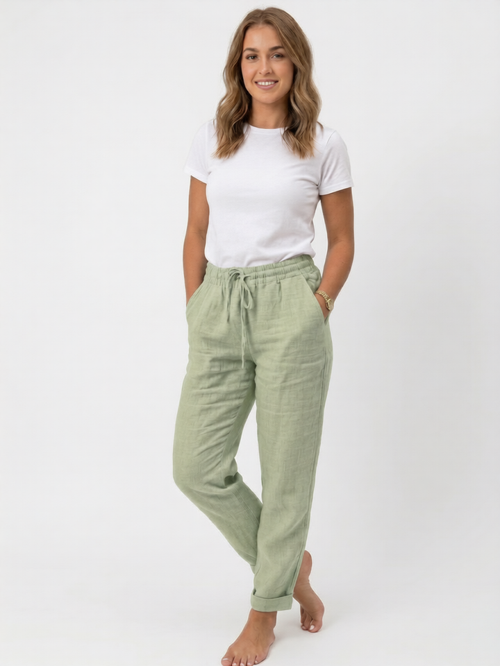 Women’s Linen Pants Elastic Waist - Comfortable Trousers