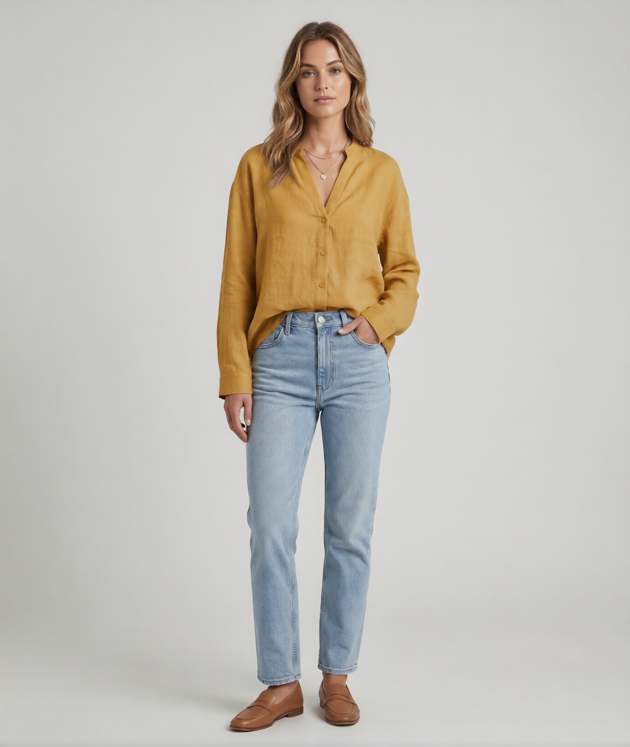 Women’s Linen Shirt - Long Sleeve Loose Fit