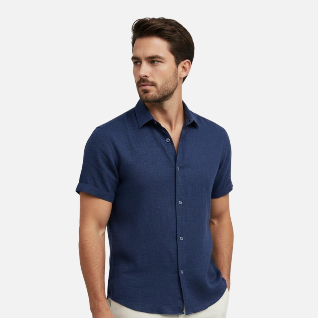 Men's Linen Shirt - Lightweight Breathable Summer Button-Up