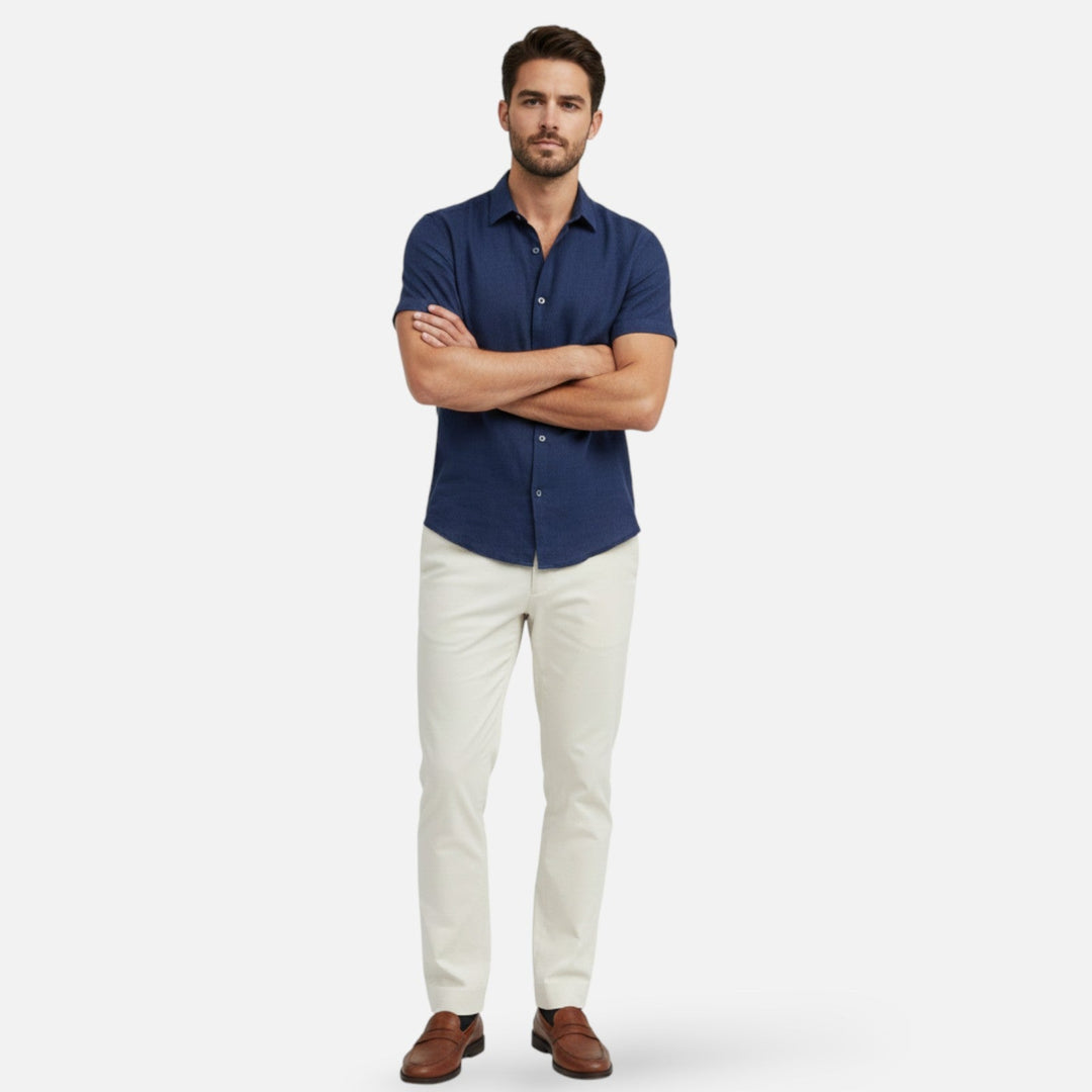 Men's Linen Shirt - Lightweight Breathable Summer Button-Up