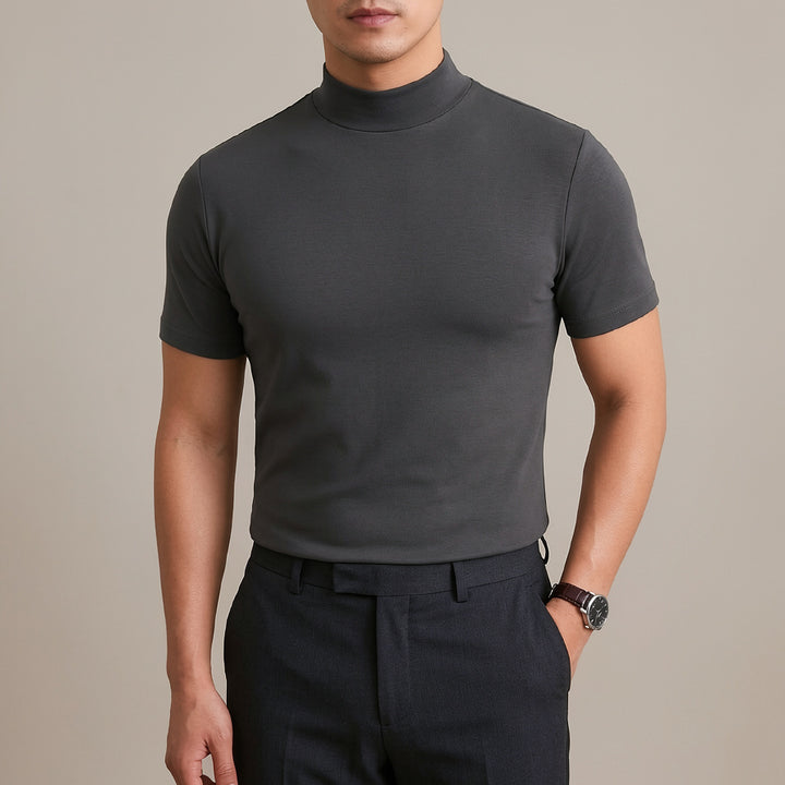 Men’s Turtleneck Shirt – Breathable Short Sleeve