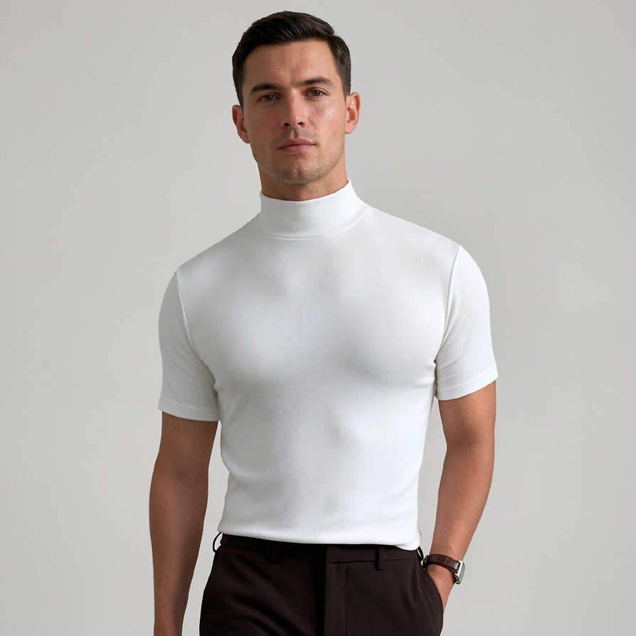 Men’s Turtleneck Shirt – Breathable Short Sleeve