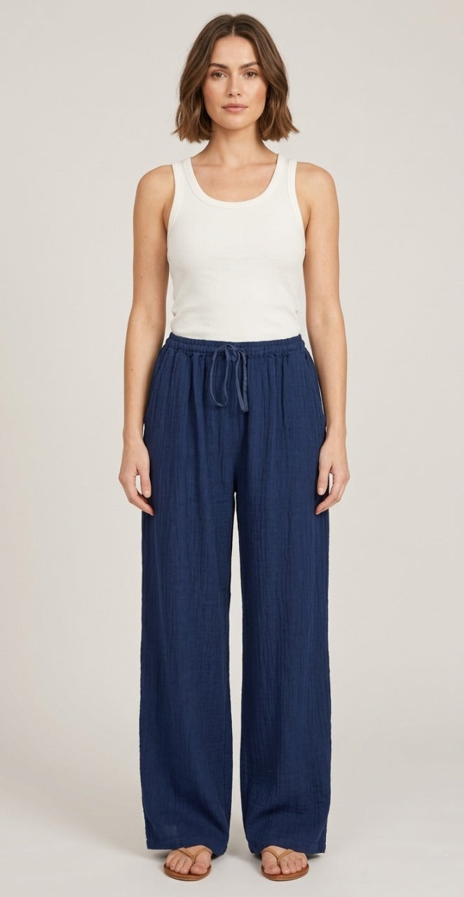 Women’s Linen Wide-Leg Trousers - Lightweight Fit