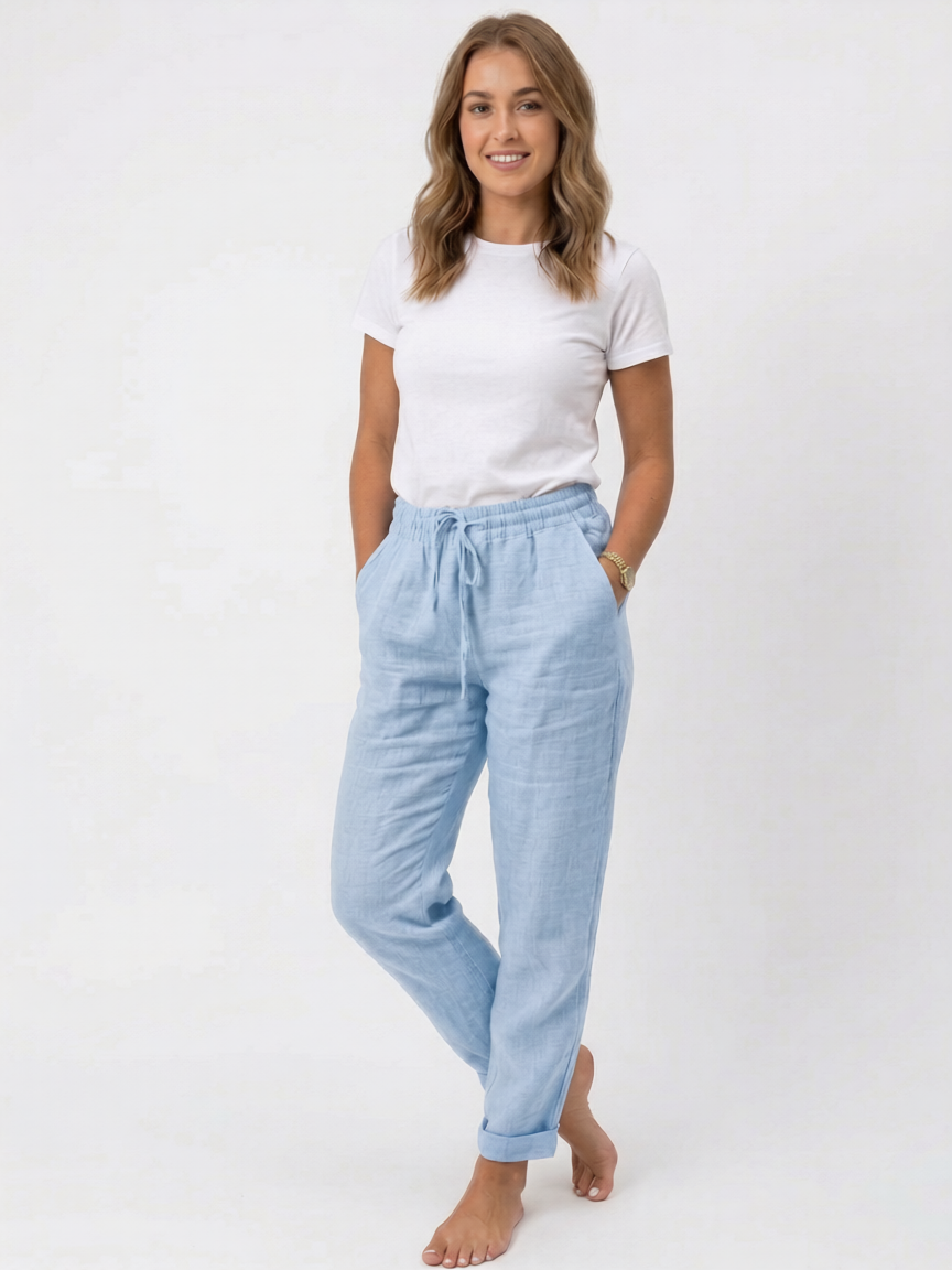 Women’s Linen Pants Elastic Waist - Comfortable Trousers