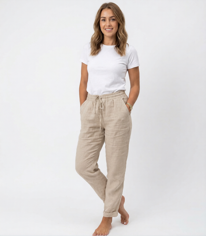Women’s Linen Pants Elastic Waist - Comfortable Trousers