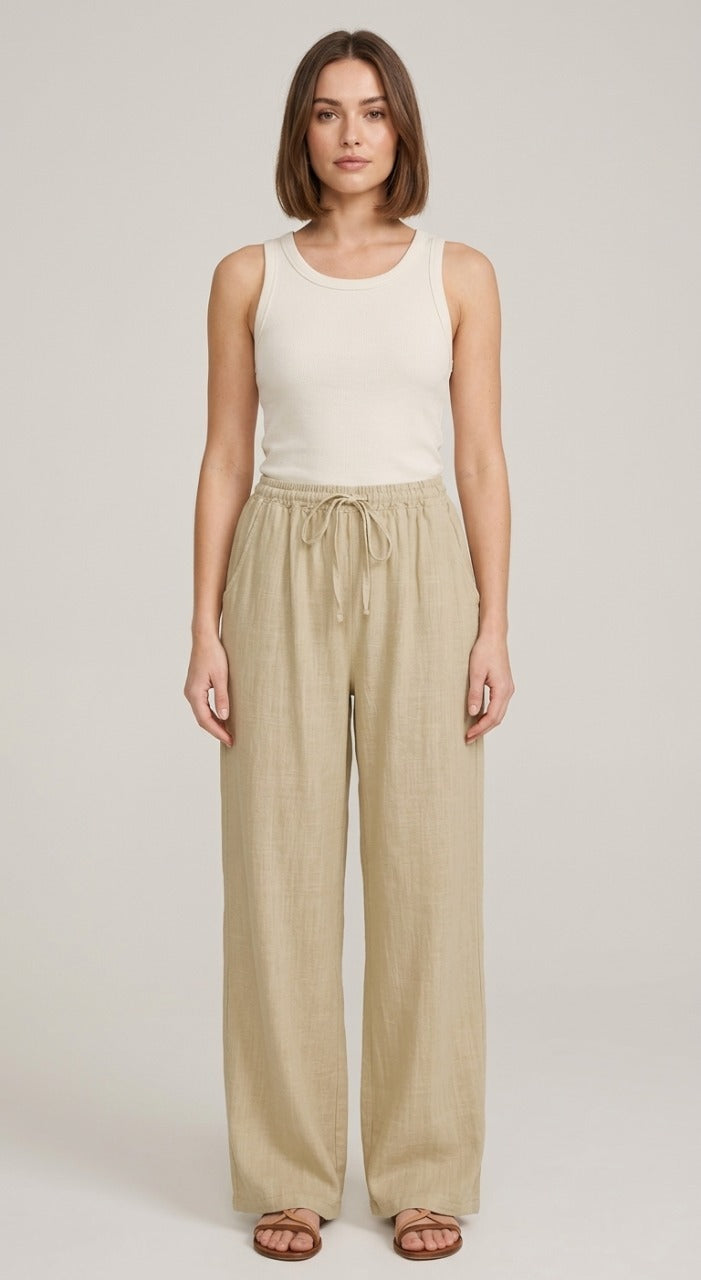 Women’s Linen Wide-Leg Trousers - Lightweight Fit